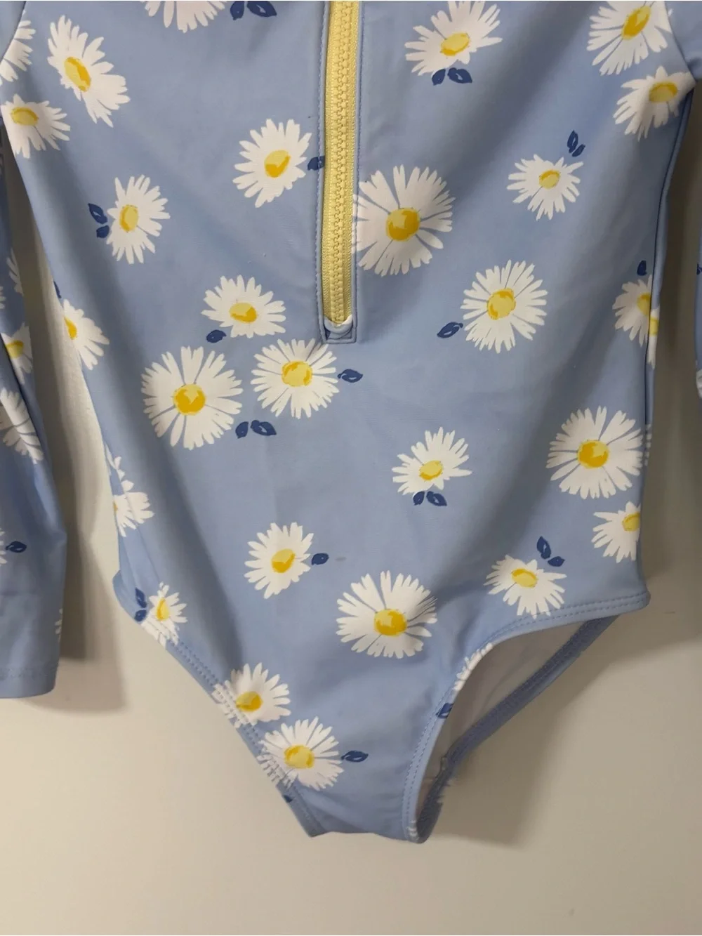3/$15 Carter's Light Blue Daisy Print Long-Sleeve Rashguard Swimsuit size 4/4A